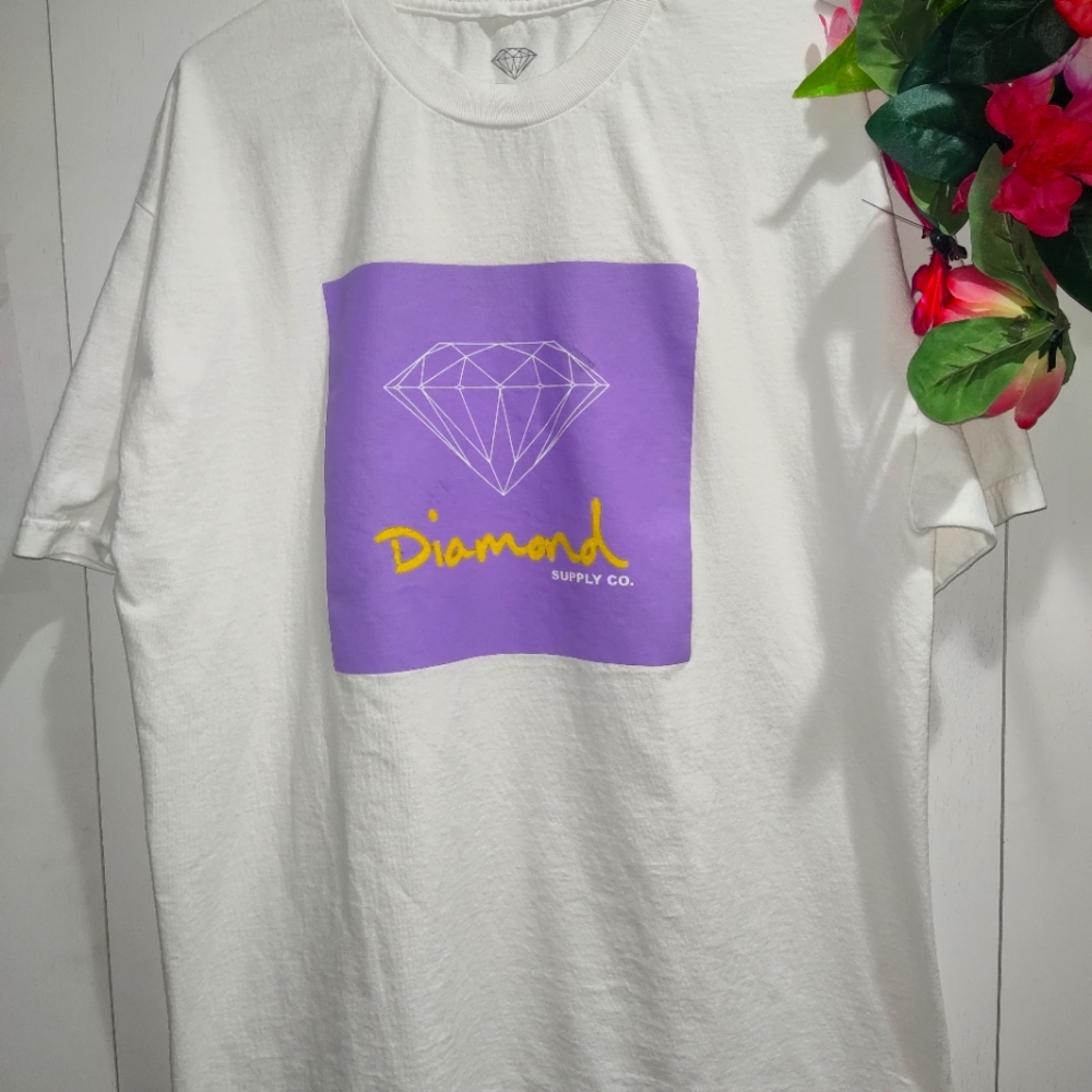 Diamond Supply Company Men's Size XL White Print Tee Shirt